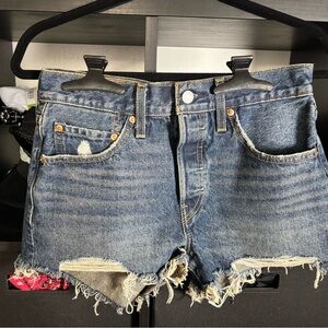 Levi's Distressed Denim Jean Shorts - Blue